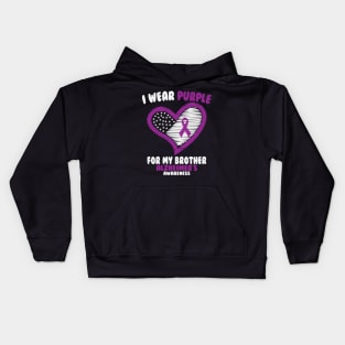 Alzheimers Awareness - I Wear Purple For My Brother Kids Hoodie